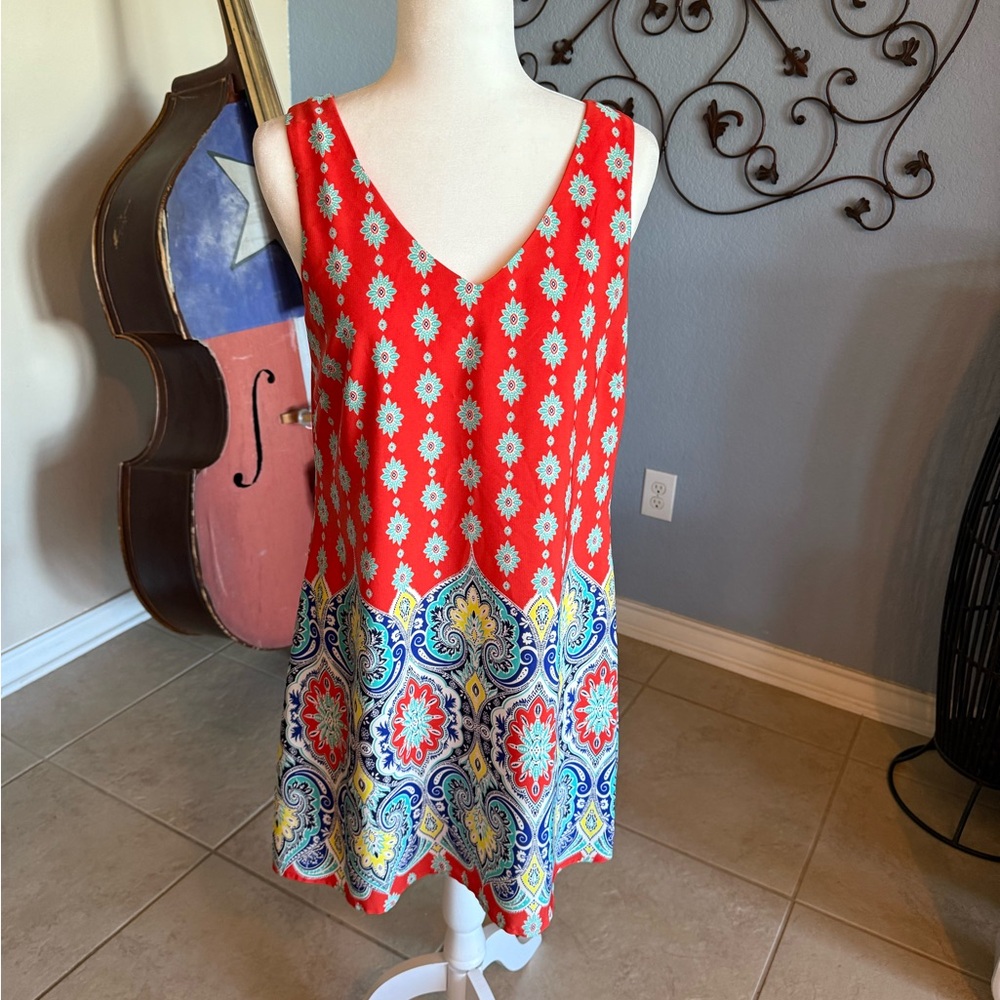 Pink Owl Red and Blue Floral Mini Dress